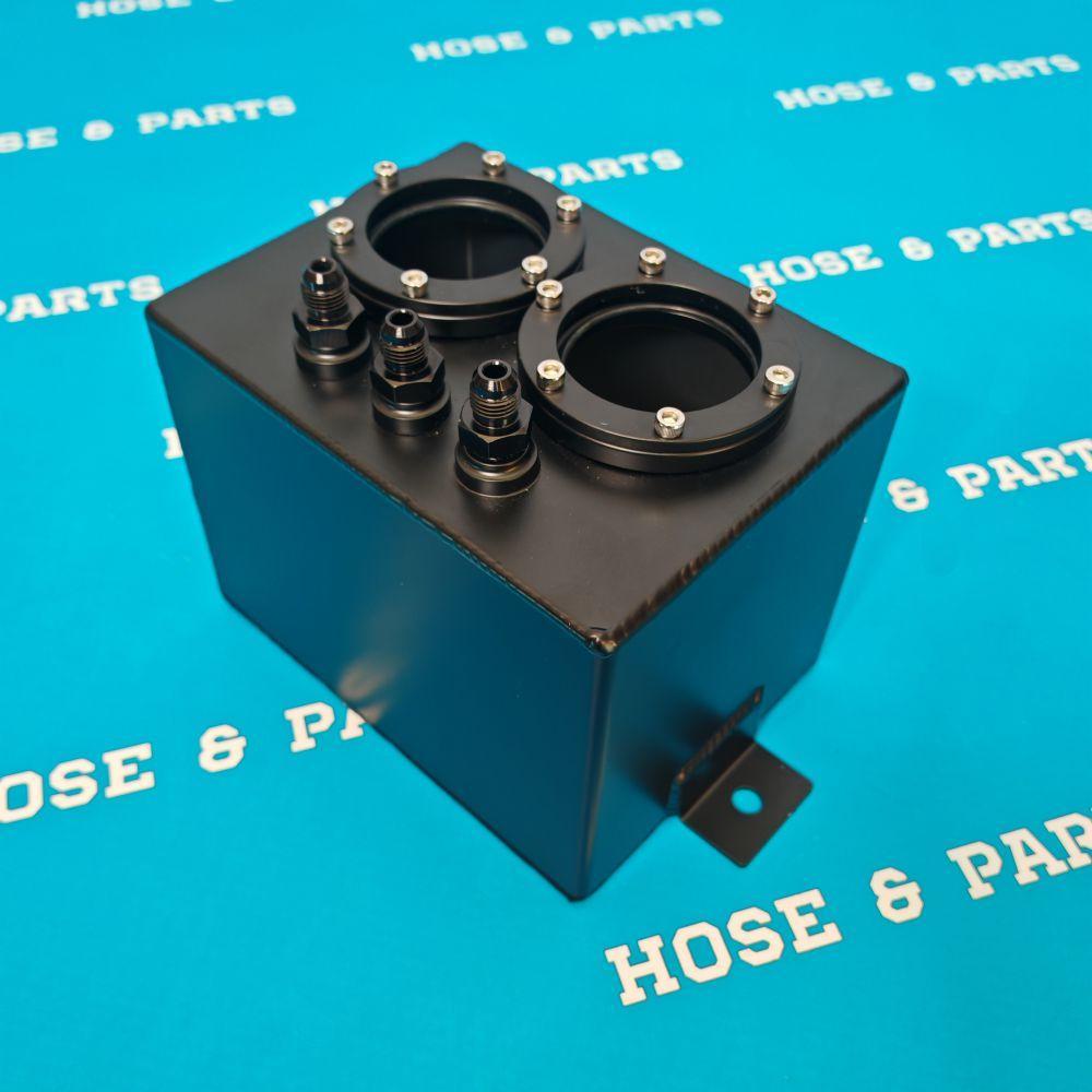 3L Black Aluminum Fuel Surge Tank Submerged System with Tri-Port AN6 Fitting Dual Bosch 044 and 60mm Fuel Pump Compatible